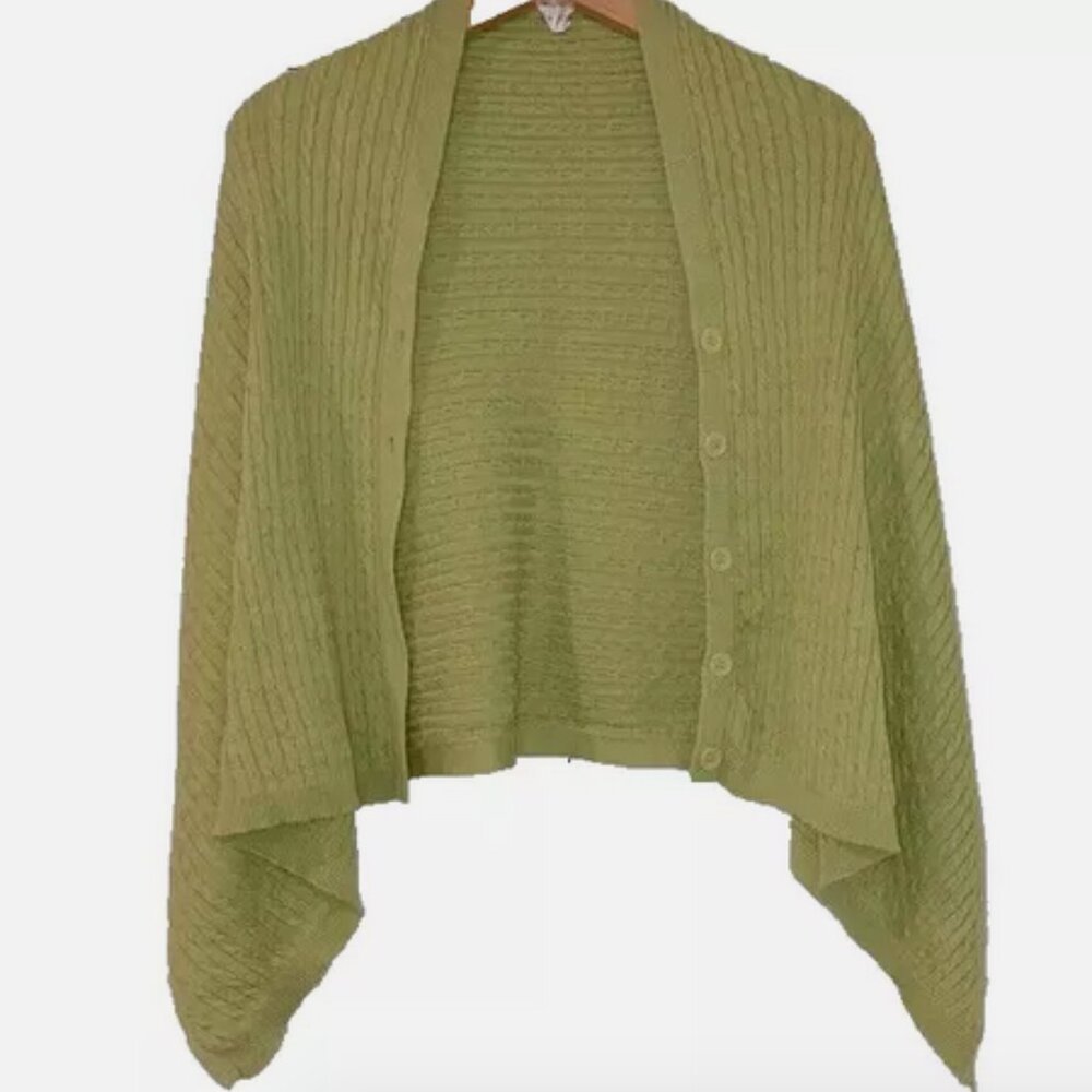 Top it Off Vintage Shawl Wrap Scarf Buttons Green